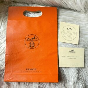 Vintage Hermès Orange Shopping Bag with Hermès Cards rare